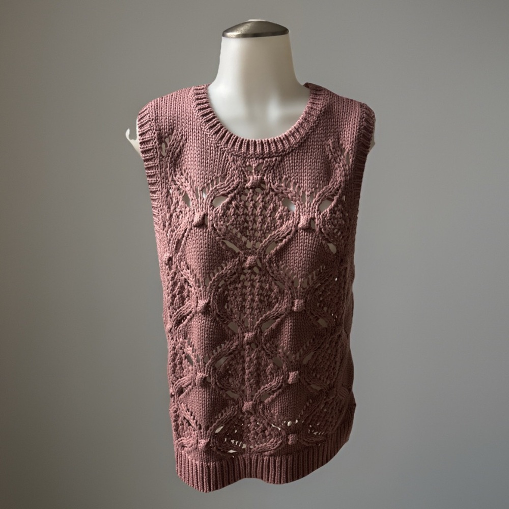 Lucky Brand Dusty Pink Cable Knit Sweater Size Medium
